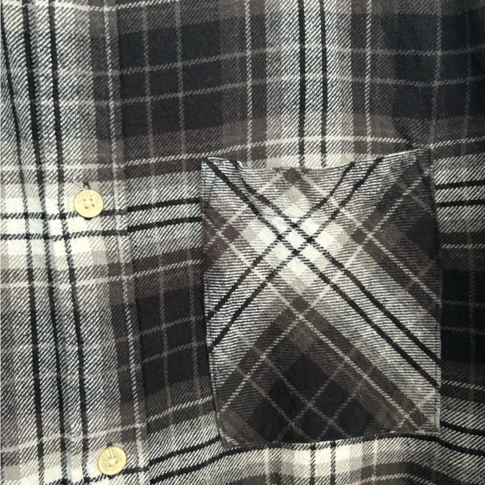 H&M black and white plaid cotton twill Button-Up Shirt - Picture 10 of 13